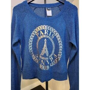 Stranded Women's SIze Medium Dark Blue Pullover Paris France Lightweight Sweater